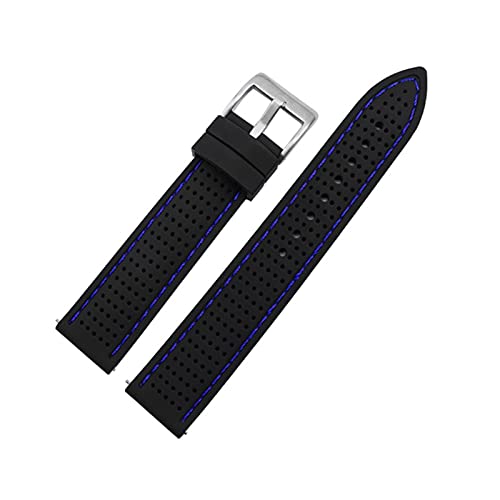 NBCNZCTSAS 18 mm 20 mm 22 mm 24 mm atmungsaktives Silikongurt Smart Watchband Fit for Huawei FIT for SAMSUNG WATCH SPORT SOFT GUMMEL BRAKETBRATOMBAGE Accessoires(4black-blueline,24mm) von NBCNZCTSAS