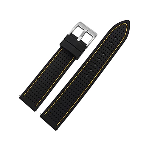 NBCNZCTSAS 18 mm 20 mm 22 mm 24 mm atmungsaktives Silikongurt Smart Watchband Fit for Huawei FIT for SAMSUNG WATCH SPORT SOFT GUMMEL BRAKETBRATOMBAGE Accessoires(6black-orangeline,20mm) von NBCNZCTSAS