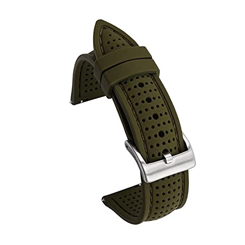 NBCNZCTSAS 18 mm 20 mm 22 mm 24 mm atmungsaktives Silikongurt Smart Watchband Fit for Huawei FIT for SAMSUNG WATCH SPORT SOFT GUMMEL BRAKETBRATOMBAGE Accessoires(9 green,22mm) von NBCNZCTSAS