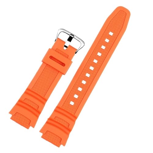 NBCNZCTSAS 18 mm Nylon-Uhrenarmband passend for Casio AQ-S810W S800W W-735H SGW-300/400 AE-1000W 1200 Schwarzes Silikon-Gummiarmband for Herren(Silicone orange) von NBCNZCTSAS