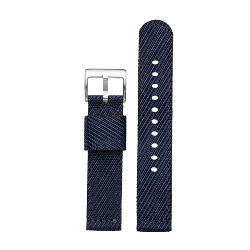 NBCNZCTSAS 18mm 20mm 22mm 24mm Nylon gewebtes Armband passend for Seiko Fit for Omega Quick Release Canvas Armband Armee Militär Männer Frauen Sport Armband(Blue black Sk,18mm) von NBCNZCTSAS