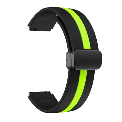 NBCNZCTSAS 18mm 20mm 22mm Armband passend for Samsung Galaxy Watch 6 5 4 44mm 40mm Band Active 2 Gear S3 Magnetknopfarmband Universal Correas(Black Green-B,20mm) von NBCNZCTSAS