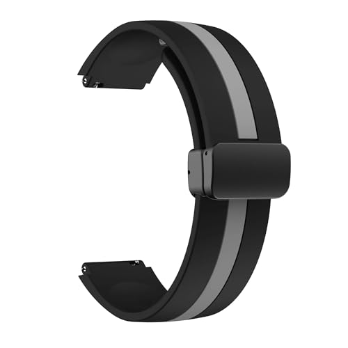 NBCNZCTSAS 18mm 20mm 22mm Armband passend for Samsung Galaxy Watch 6 5 4 44mm 40mm Band Active 2 Gear S3 Magnetknopfarmband Universal Correas(Black Grey-B,22mm) von NBCNZCTSAS