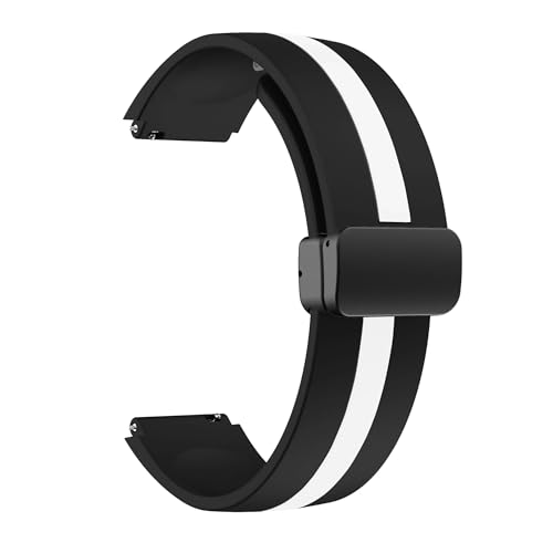 NBCNZCTSAS 18mm 20mm 22mm Armband passend for Samsung Galaxy Watch 6 5 4 44mm 40mm Band Active 2 Gear S3 Magnetknopfarmband Universal Correas(Black White-B,22mm) von NBCNZCTSAS