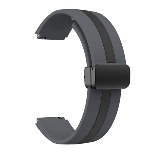 NBCNZCTSAS 18mm 20mm 22mm Armband passend for Samsung Galaxy Watch 6 5 4 44mm 40mm Band Active 2 Gear S3 Magnetknopfarmband Universal Correas(Grey Black-B,18mm) von NBCNZCTSAS