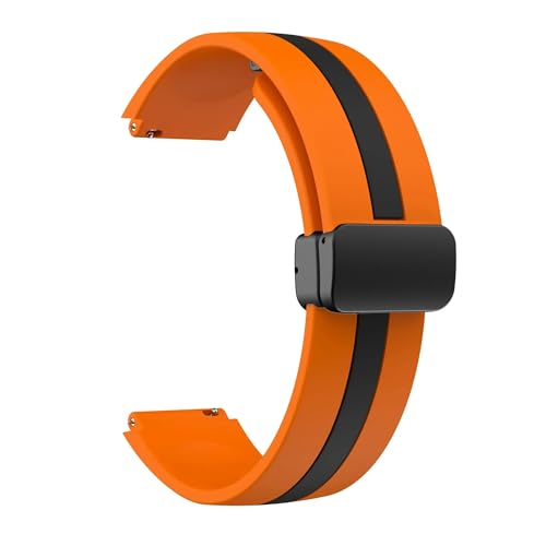 NBCNZCTSAS 18mm 20mm 22mm Armband passend for Samsung Galaxy Watch 6 5 4 44mm 40mm Band Active 2 Gear S3 Magnetknopfarmband Universal Correas(Orange Black-B,18mm) von NBCNZCTSAS
