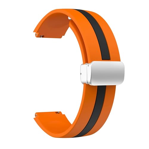 NBCNZCTSAS 18mm 20mm 22mm Armband passend for Samsung Galaxy Watch 6 5 4 44mm 40mm Band Active 2 Gear S3 Magnetknopfarmband Universal Correas(Orange Black-S,20mm) von NBCNZCTSAS