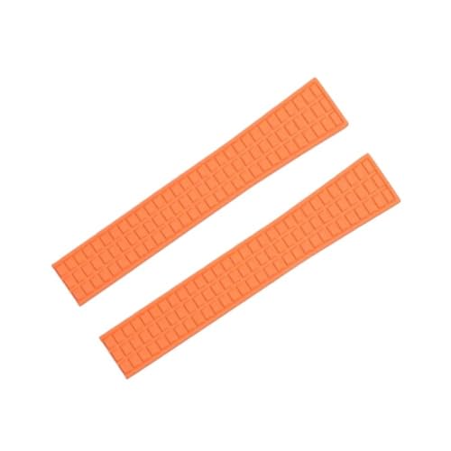 NBCNZCTSAS 19 mm ultraweiches Fluorkautschuk-FKM-Gummi-Uhrenarmband-Zubehör, Ersatz for Patek-Armband, passend for Philippe 5067A(Orange,19MM_SILVER BUCKLE) von NBCNZCTSAS