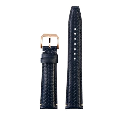 NBCNZCTSAS 20/21/22MM Armband Fit for IWC Armband Fit for Portugiesisch Fit for Ewigen Kalender IW503312 IW371614 Fit for Timing Serie Leder Uhr(A-blue-rose gold,20mm) von NBCNZCTSAS