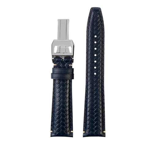 NBCNZCTSAS 20/21/22MM Armband Fit for IWC Armband Fit for Portugiesisch Fit for Ewigen Kalender IW503312 IW371614 Fit for Timing Serie Leder Uhr(B-blue-silver,21mm) von NBCNZCTSAS