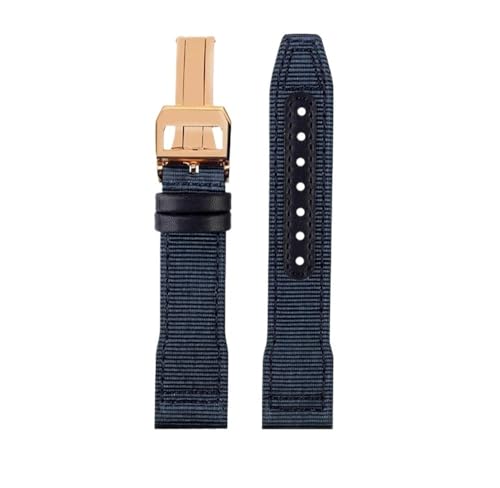 NBCNZCTSAS 20 21 22mm Blau Grün Armband Passend for IWC Nylon Leder Armband Big Pilot Little Prince Mark 18 Uhrenarmband(Blue RG folding,20mm) von NBCNZCTSAS