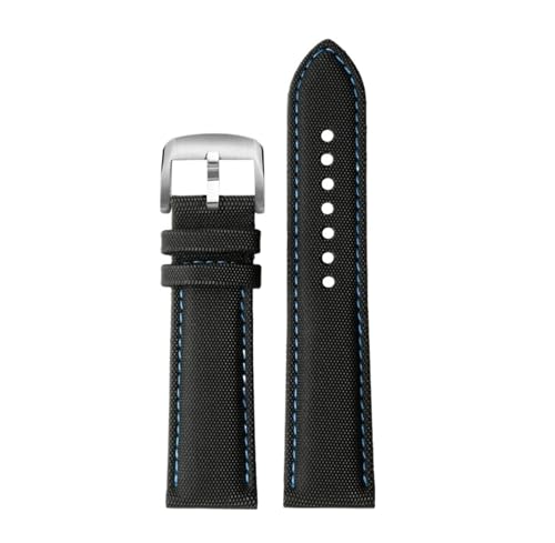 NBCNZCTSAS 20 21 m 22 mm Schnellverschluss passend for Meidu M005 M021 passend for Seiko passend for Omega Fiber Nylon Uhrenarmband schwarz orange Armband Herren Zubehör(Black Blue silver A,22mm) von NBCNZCTSAS