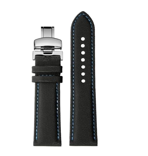 NBCNZCTSAS 20 21 m 22 mm Schnellverschluss passend for Meidu M005 M021 passend for Seiko passend for Omega Fiber Nylon Uhrenarmband schwarz orange Armband Herren Zubehör(Black Blue silver B,22mm) von NBCNZCTSAS