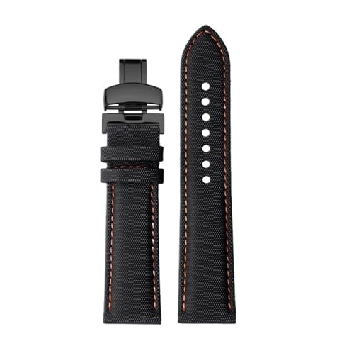 NBCNZCTSAS 20 21 m 22 mm Schnellverschluss passend for Meidu M005 M021 passend for Seiko passend for Omega Fiber Nylon Uhrenarmband schwarz orange Armband Herren Zubehör(Black Orange black B,22mm) von NBCNZCTSAS