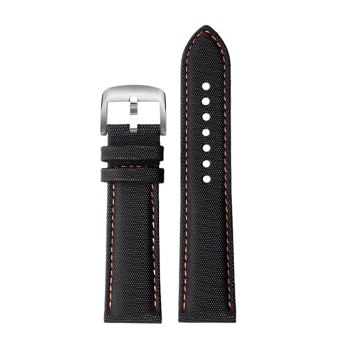 NBCNZCTSAS 20 21 m 22 mm Schnellverschluss passend for Meidu M005 M021 passend for Seiko passend for Omega Fiber Nylon Uhrenarmband schwarz orange Armband Herren Zubehör(Black Orange silverA,21mm) von NBCNZCTSAS
