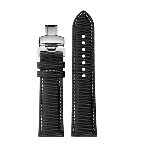 NBCNZCTSAS 20 21 m 22 mm Schnellverschluss passend for Meidu M005 M021 passend for Seiko passend for Omega Fiber Nylon Uhrenarmband schwarz orange Armband Herren Zubehör(Black White silver B,22mm) von NBCNZCTSAS