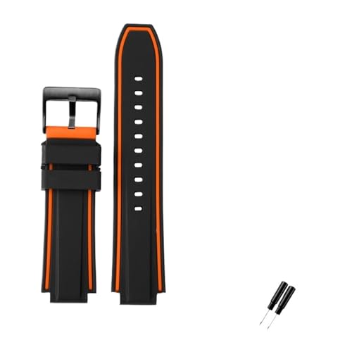 NBCNZCTSAS 20 22 mm 24 mm wasserdichtes Silikon-Armband mit erhöhtem Mund, passend for Timex Tide Serie T2N739 T2N720 T2N721, passend for Panerai PAM111 Armband(Blackorange-black) von NBCNZCTSAS