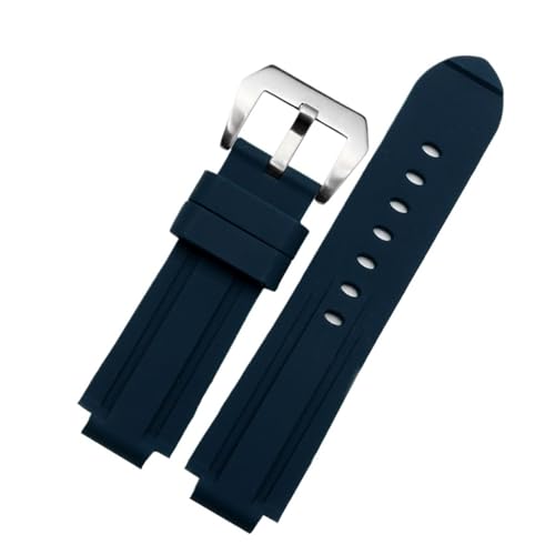NBCNZCTSAS 20 22 mm 24 mm wasserdichtes Silikon-Armband mit erhöhtem Mund, passend for Timex Tide Serie T2N739 T2N720 T2N721, passend for Panerai PAM111 Armband(Blue-silver) von NBCNZCTSAS