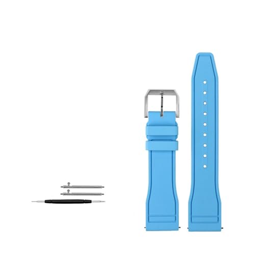 NBCNZCTSAS 20 mm/21 mm/22 mm Fluorkautschuk-Armband passend for IWC Big PILOT'S Uhren Spitfire passend for Portofino Family Mark 18 Strap(Light blue S-pin,22mm) von NBCNZCTSAS