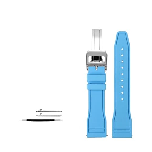 NBCNZCTSAS 20 mm/21 mm/22 mm Fluorkautschuk-Armband passend for IWC Big PILOT'S Uhren Spitfire passend for Portofino Family Mark 18 Strap(Light blue silver,20mm) von NBCNZCTSAS