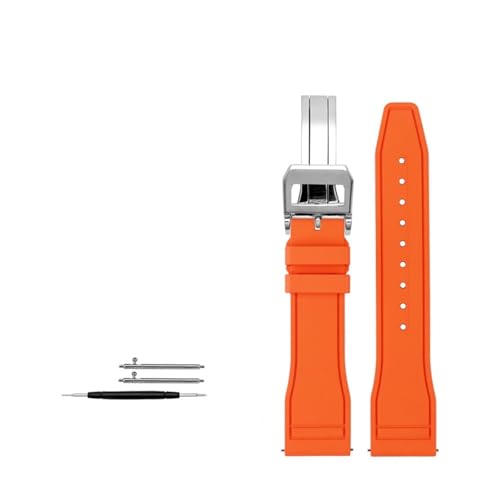 NBCNZCTSAS 20 mm/21 mm/22 mm Fluorkautschuk-Armband passend for IWC Big PILOT'S Uhren Spitfire passend for Portofino Family Mark 18 Strap(Orange silver,22mm) von NBCNZCTSAS