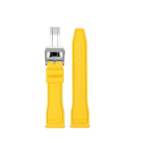 NBCNZCTSAS 20 mm/21 mm/22 mm Fluorkautschuk-Armband passend for IWC Big PILOT'S Uhren Spitfire passend for Portofino Family Mark 18 Strap(Yellow silver,21mm) von NBCNZCTSAS