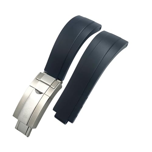 NBCNZCTSAS 20 mm 21 mm Gummi-Armband mit kurzer Schnalle, passend for Rolex, passend for Daytona Submariner Role OYSTERFLEX Yacht Master, kleines Handgelenk-Silikonarmband(Black-Buckle,20mm) von NBCNZCTSAS