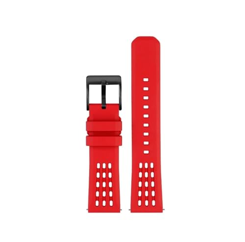 NBCNZCTSAS 20 mm 22 mm Design Hochwertiges Uhrenarmband mit poröser Struktur und Schnellverschluss aus Fluorkautschuk, passend for Seiko 5 Outdoor-Sportarmband(Red black buckle,20mm) von NBCNZCTSAS