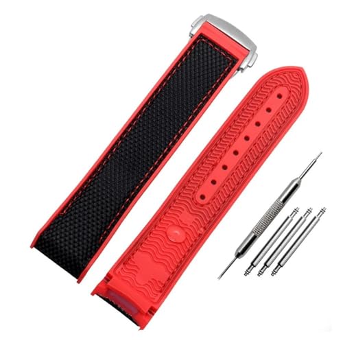 NBCNZCTSAS 20 mm 22 mm Kletter-Uhrenarmband aus Nylon und Canvas, handgefertigt, passend for Omega, passend for Ocean Universe 9900, passend for Seahorse 8900, Uhrenarmband mit Gummiunterseite(Black r von NBCNZCTSAS