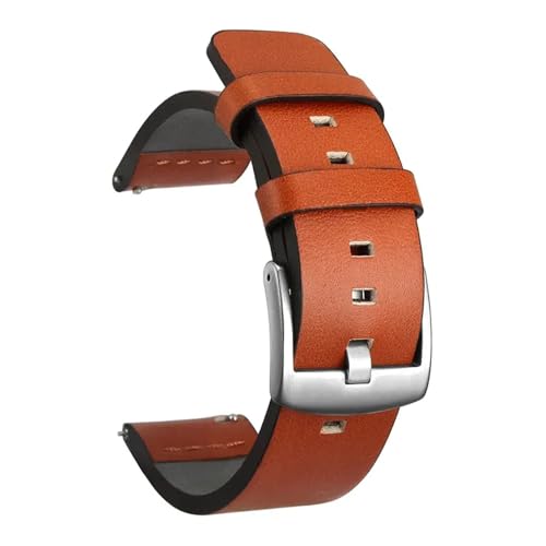 NBCNZCTSAS 20 mm 22 mm Lederarmband passend for Samsung Galaxy Watch Strap 6 5 4 40 mm 44 mm Active 2 Gear S3 Armband passend for Amazfit passend for Huawei Watch Correa(Silver Orange,24mm) von NBCNZCTSAS