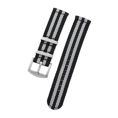 NBCNZCTSAS 20 mm 22 mm Nylon-Uhrenarmband, hochwertiges glattes, weiches Nylon, Sport-Ersatzband, Schnellverschluss, universelles Canvas-Armband(A17.Black grey,22mm) von NBCNZCTSAS