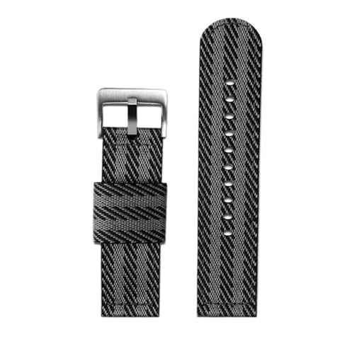 NBCNZCTSAS 20 mm 22 mm Nylon-Uhrenarmband, hochwertiges glattes, weiches Nylon, Sport-Ersatzband, Schnellverschluss, universelles Canvas-Armband(Black grey-silver,18mm) von NBCNZCTSAS