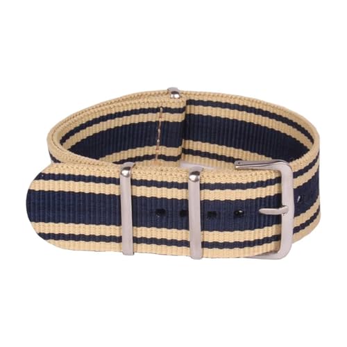 NBCNZCTSAS 20 mm Streifen Marineblau Beige Gewebefaser Uhrenarmband 20 mm Nylon Uhrenarmband Riemen Armbanduhr Band Schnalle NBCNZCTSAS 20 mm Streifen Marineblau Beige Gewebefaser Uhrenarmband 20 mm Nylon Uhrenarmband Riemen Armbanduhr Band Schnalle von NBCNZCTSAS
