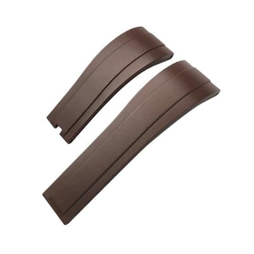 NBCNZCTSAS 20mm 21mm Schwarz Rot Grün Konkaves Gummiarmband Passend for Rolex Daytona GMT Submariner Gürtelschnalle Sport Silikon Uhrenarmband(Brown,20mm) von NBCNZCTSAS