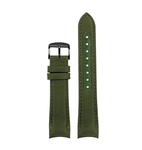 NBCNZCTSAS 20mm 22mm Armband passend for Omega Fit for Seamaster 300 Leder Nylon Canvas Handgelenkarmband passend for Rolex Water Ghost Uhrenarmband mit gebogenem Ende(Army Green bk,22mm) von NBCNZCTSAS