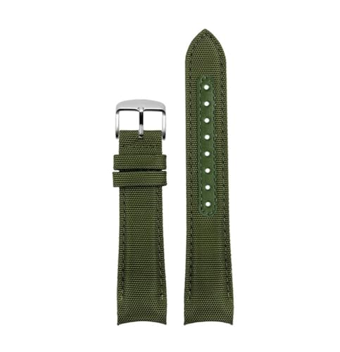 NBCNZCTSAS 20mm 22mm Armband passend for Omega Fit for Seamaster 300 Leder Nylon Canvas Handgelenkarmband passend for Rolex Water Ghost Uhrenarmband mit gebogenem Ende(Army Green sk,20mm) von NBCNZCTSAS
