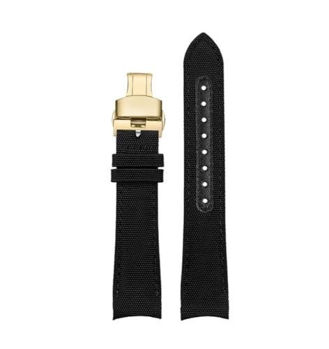 NBCNZCTSAS 20mm 22mm Armband passend for Omega Fit for Seamaster 300 Leder Nylon Canvas Handgelenkarmband passend for Rolex Water Ghost Uhrenarmband mit gebogenem Ende(Black gk bk,22mm) von NBCNZCTSAS