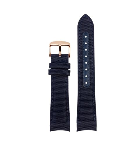 NBCNZCTSAS 20mm 22mm Armband passend for Omega Fit for Seamaster 300 Leder Nylon Canvas Handgelenkarmband passend for Rolex Water Ghost Uhrenarmband mit gebogenem Ende(Blue rg,22mm) von NBCNZCTSAS