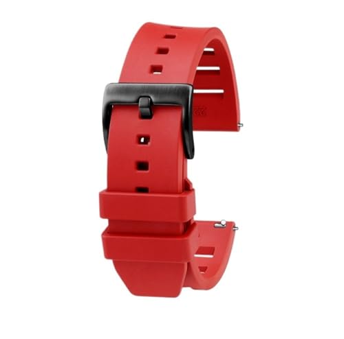 NBCNZCTSAS 20mm 22mm Gummi-Fluor-Uhrenarmband passend for Huawei passend for Mido passend for Steuermann Navigator passend for Seiko Canned Series Gummiarmband(Red bk,20mm) von NBCNZCTSAS