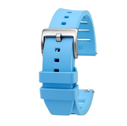 NBCNZCTSAS 20mm 22mm Quick Release Weiches Fluorkautschuk-Armband Passend for Breitling Avenger Super Ocean Silikon-Uhrenarmband Uhrenzubehör(Sky Blue sk,22mm) von NBCNZCTSAS