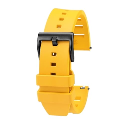NBCNZCTSAS 20mm 22mm Quick Release Weiches Fluorkautschuk-Armband Passend for Breitling Avenger Super Ocean Silikon-Uhrenarmband Uhrenzubehör(Yellow bk,20mm) von NBCNZCTSAS