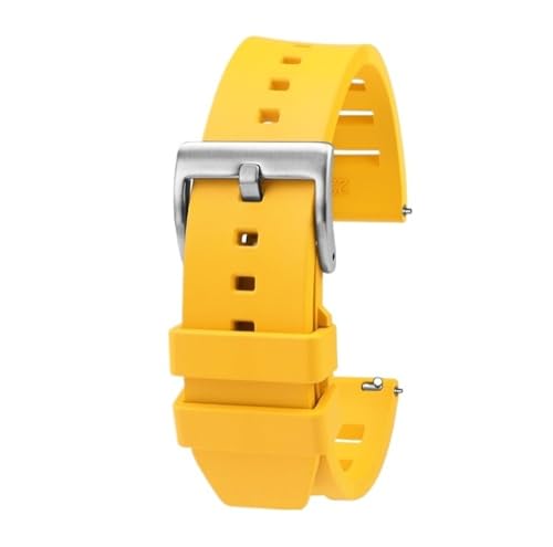 NBCNZCTSAS 20mm 22mm Quick Release Weiches Fluorkautschuk-Armband Passend for Breitling Avenger Super Ocean Silikon-Uhrenarmband Uhrenzubehör(Yellow sk,22mm) von NBCNZCTSAS