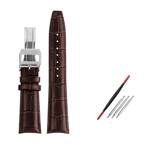 NBCNZCTSAS 20mm 22mm gebogenes Ende Kalbsleder Uhrenarmband Armband passend for IWC passend for Portugal 7 passend for Betafeno Armband schwarz blau mit Werkzeug(01 brown-silver fold,22mm) von NBCNZCTSAS