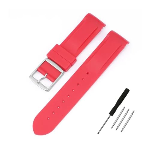 NBCNZCTSAS 20mm gebogenes Ende Gummiarmband passend for Omega passend for Moonswatch Herren Damen Sportuhrenarmband passend for Markenuhren(Red) von NBCNZCTSAS