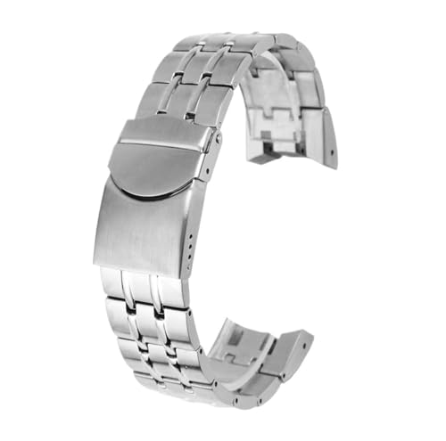 NBCNZCTSAS 21 mm massives Edelstahl-Armband, passend for Swatch Uhrenarmband Herren YRS403 412 402, gebogenes Ende, Metallarmband, bogenförmig, konkav. Uhrengürtel von NBCNZCTSAS