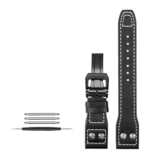 NBCNZCTSAS 21MM 22MM Passend for IWC-Uhrenarmband mit Passform for Little Prince's Mark Lederarmband mit Nagel(Black-black,21mm) von NBCNZCTSAS