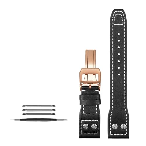 NBCNZCTSAS 21MM 22MM Passend for IWC-Uhrenarmband mit Passform for Little Prince's Mark Lederarmband mit Nagel(Black-rose balck,21mm) von NBCNZCTSAS