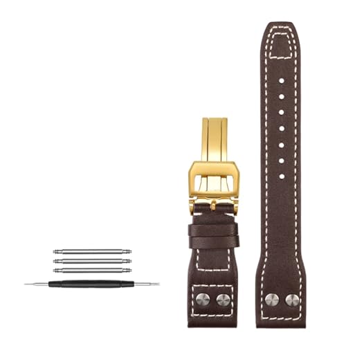 NBCNZCTSAS 21MM 22MM Passend for IWC-Uhrenarmband mit Passform for Little Prince's Mark Lederarmband mit Nagel(Brown-gold,21mm) von NBCNZCTSAS