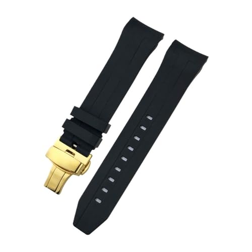 NBCNZCTSAS 21mm 22mm Gebogene Gummi Silikon Armband Fit for Tissot Fit for Sea Star T120 T120417A Tauchen Uhr Armband armband(Black-Gold Fold,22mm) von NBCNZCTSAS