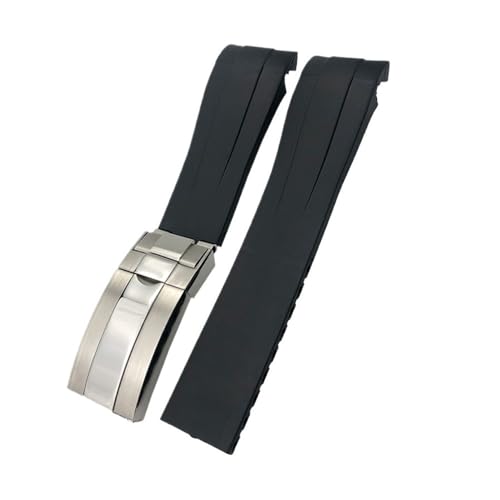 NBCNZCTSAS 21mm 22mm Schwarz Blau Gummi Armband Passend for Rolex DEEPSEA Sea-Dweller Submariner Silikon Uhrenarmband Zubehör(Black,22MM DEEPSEA_BLACK) von NBCNZCTSAS